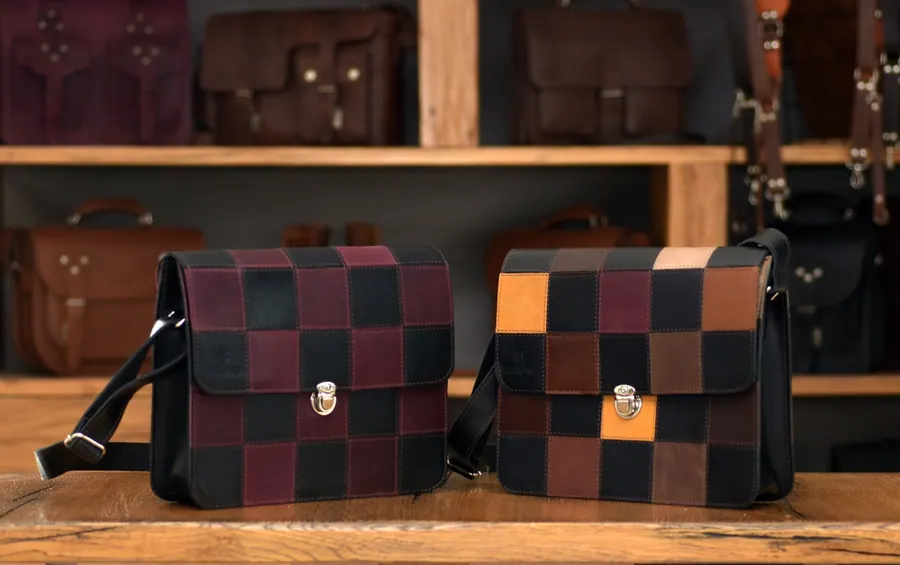 Retro Szachownica Torebka damska skórzana — zdjęcie 18